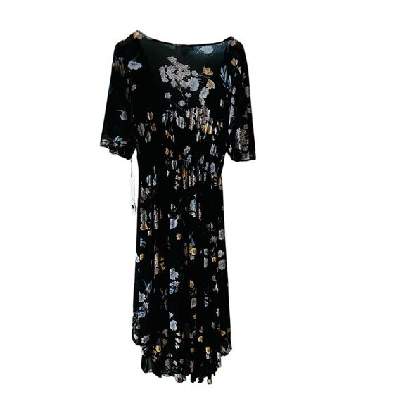 L.I.F.E Life Is For Eternity Black Floral Hi Low Mesh Kimono Size M Medium NWT - Picture 2 of 6